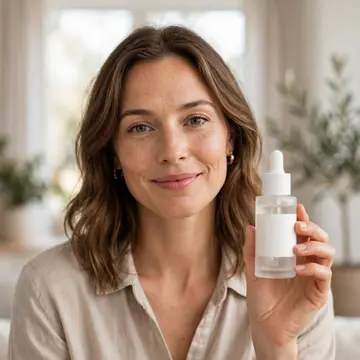 AI beauty product photo — held by a model shot made with Product Studio